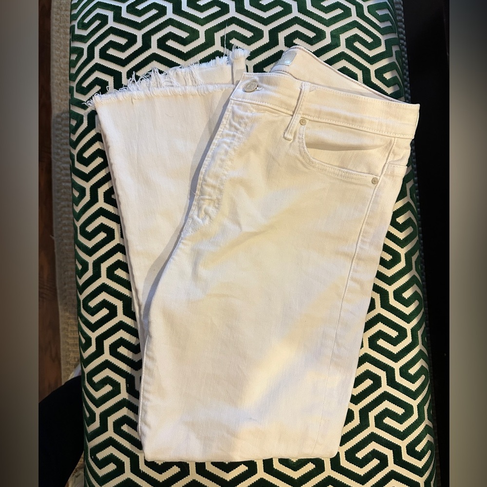 MOTHER Insider Crop Step Fray Cream Puffs